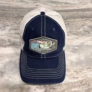 Southern Lure Mens Fish Patch Trucker Hat Navy Blue White Mesh Snapback Cap